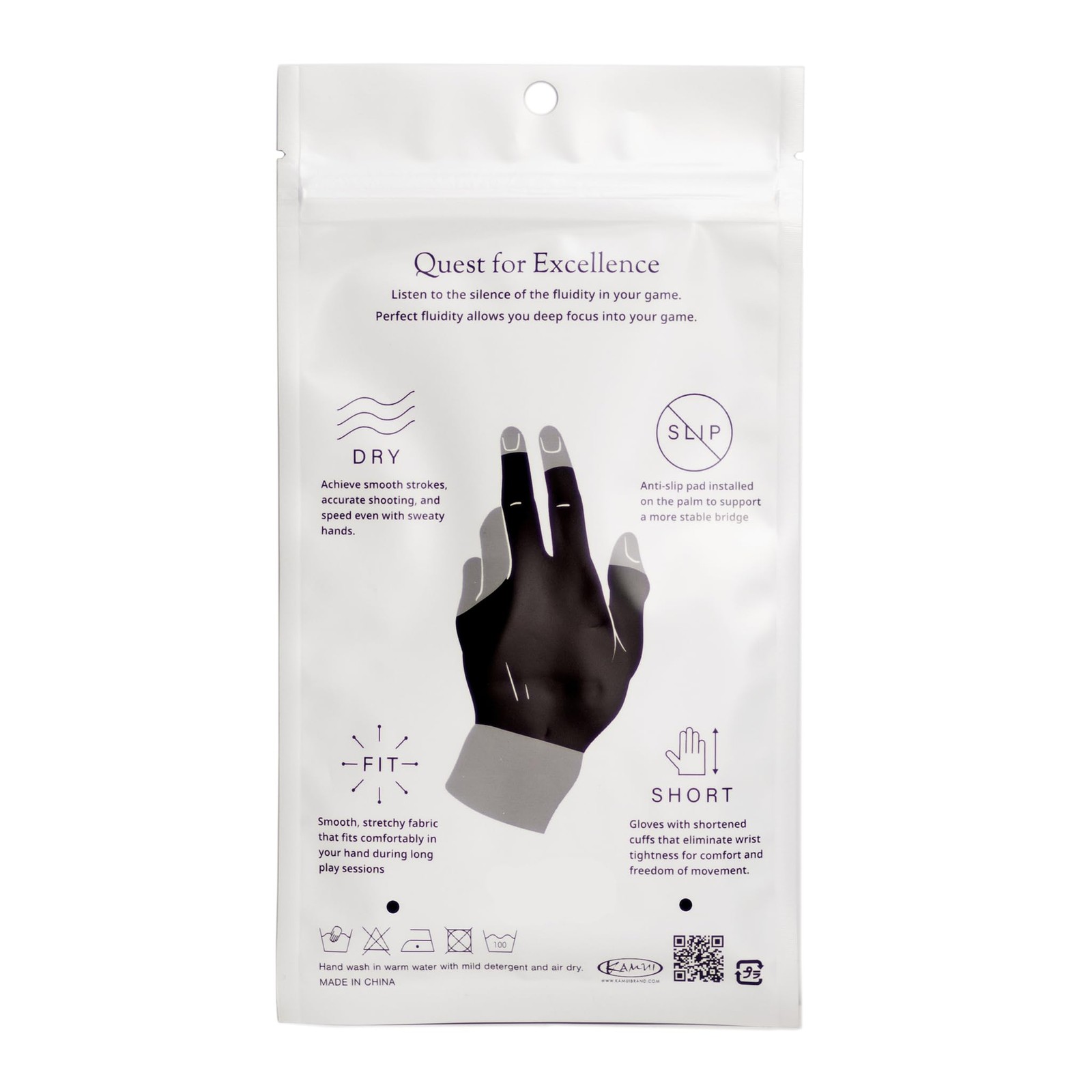 Billiard GLOVE QuickDry, for RIGHT Hand, Black (M)
