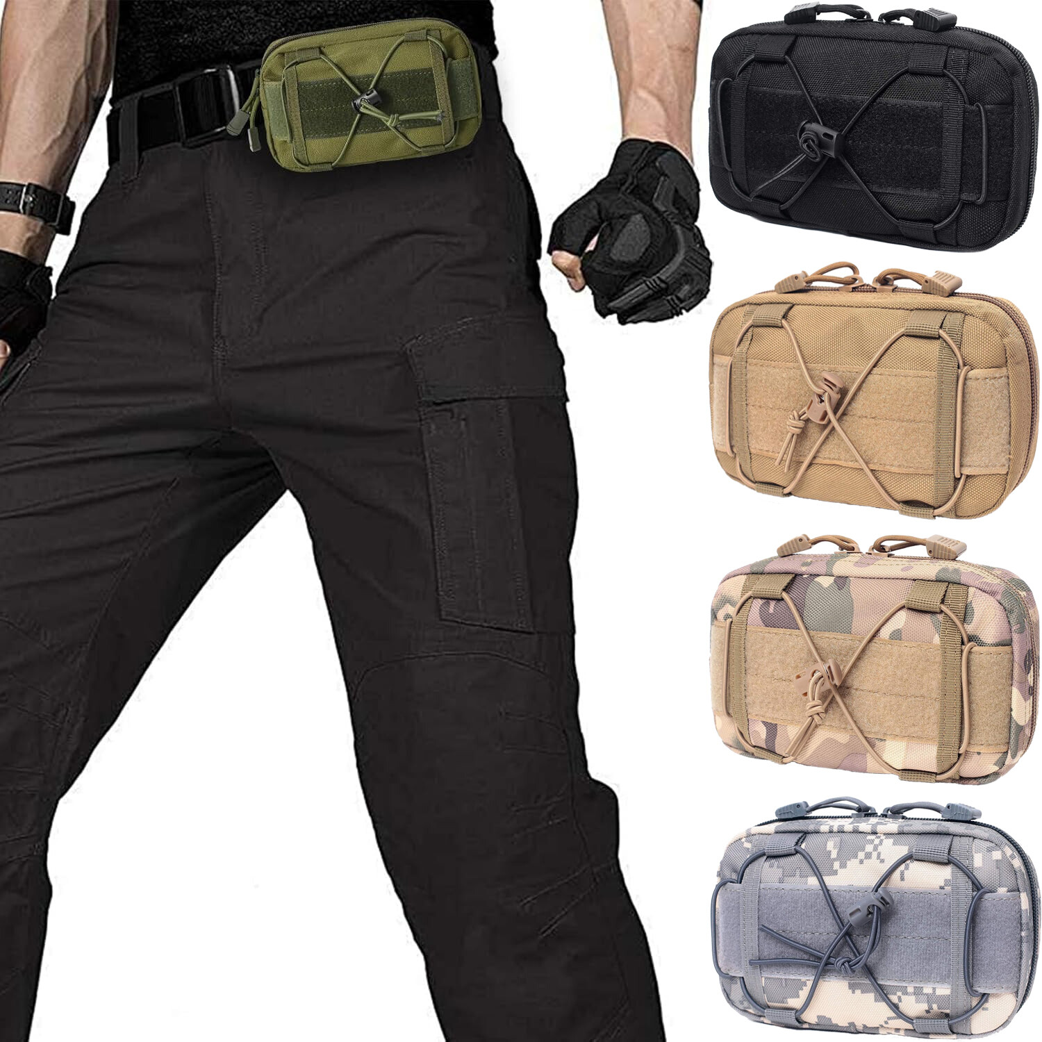 Tactical Molle Admin Bag Compact Utility EDC Tool Waist Pack with Shoulder Strap