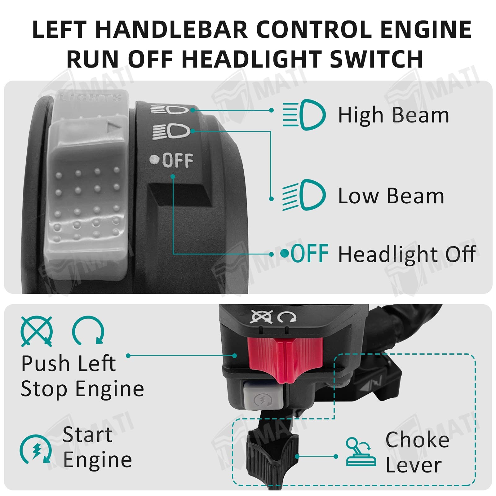 M MATI Left Handlebar Switch Control Engine Start Run Off Headlight for Yamaha Y