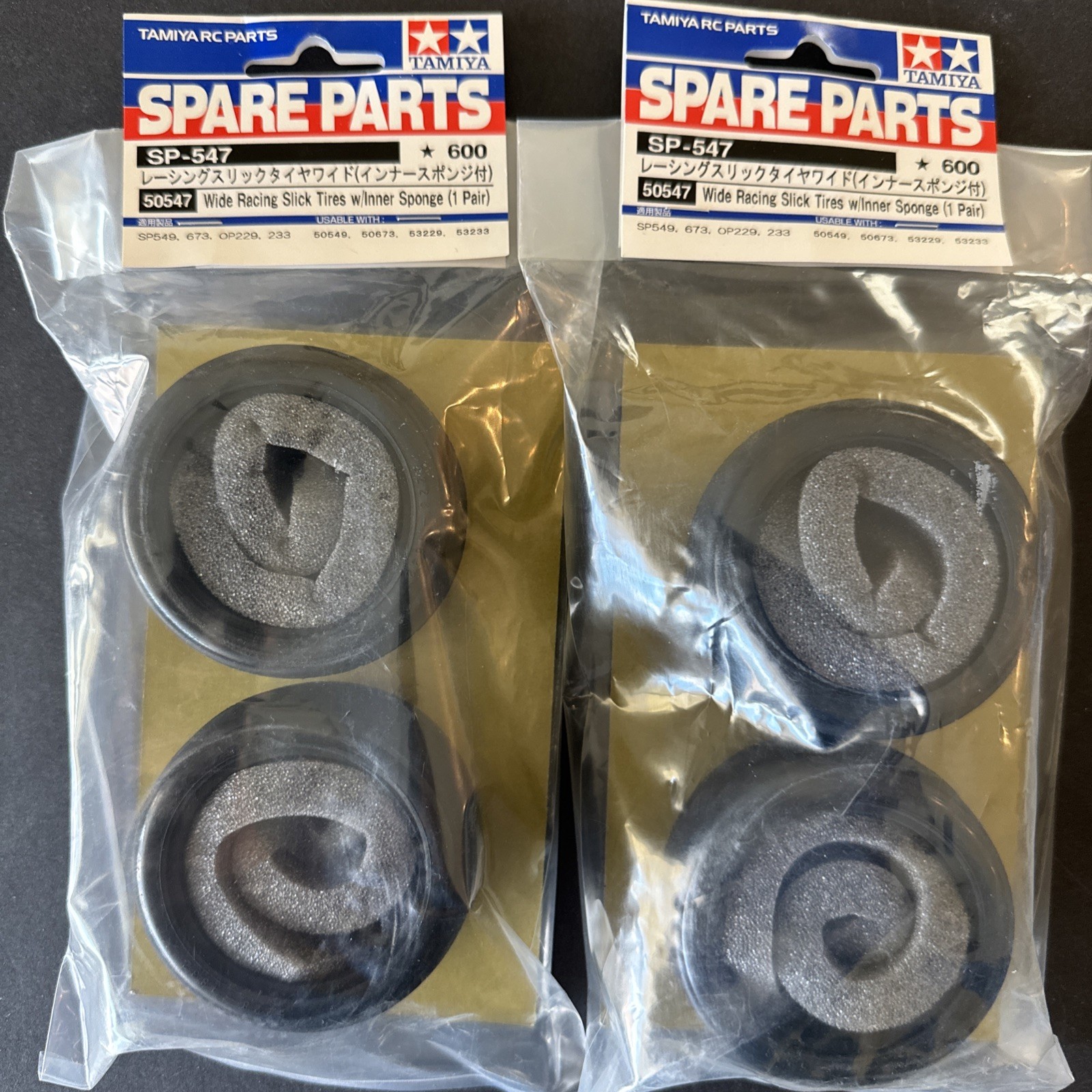 Tamiya SP-547 50547 Wide Racing Slick Tires W/Inner Sponge (1pair) X 2 Packages
