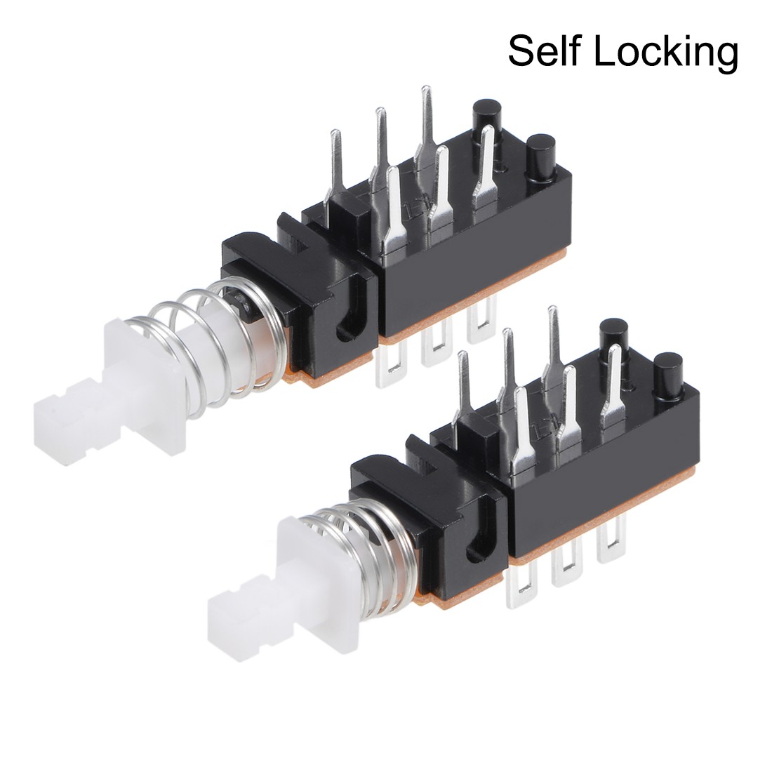 2Pcs DPDT 6 Pin 1 Position Self-Locking Push Button Switch Straight Through Hole