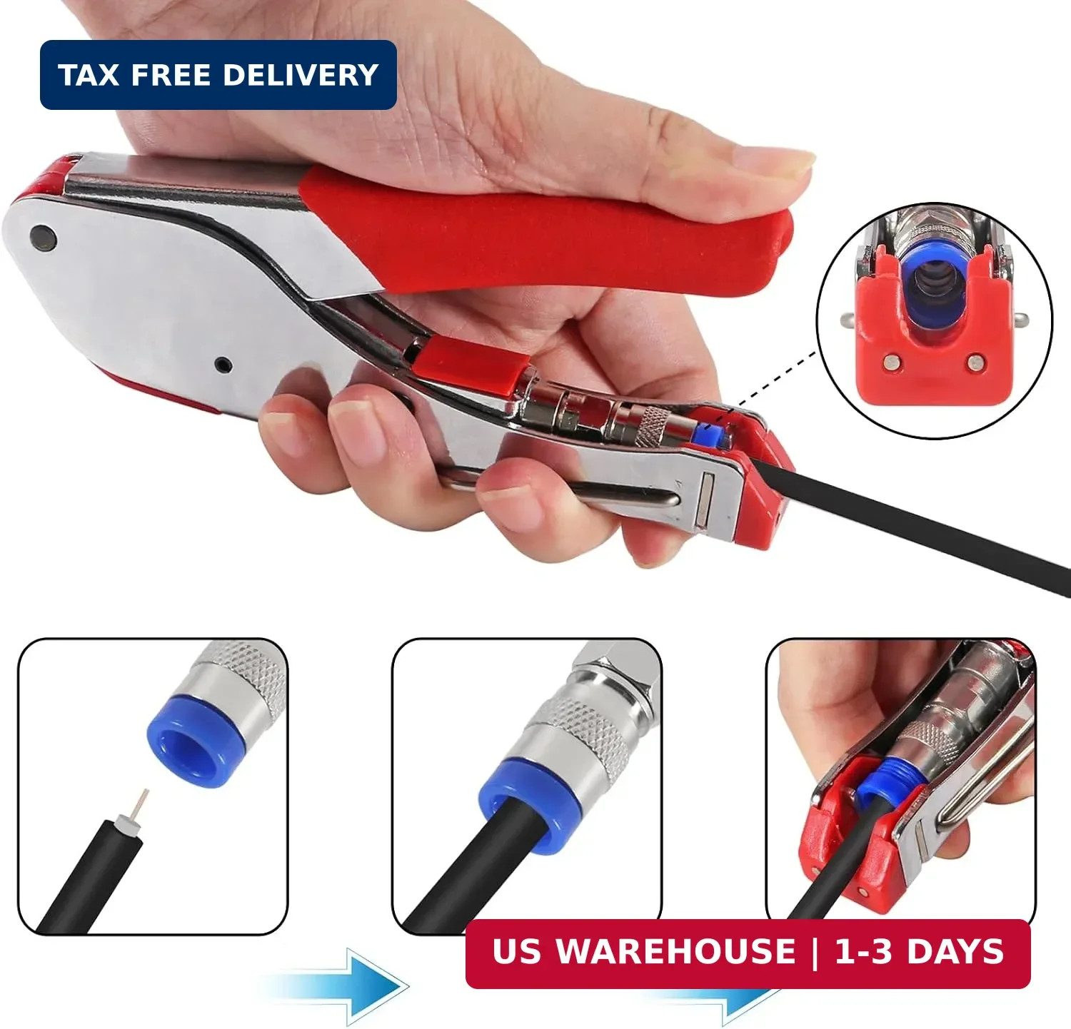 Coax Cable Crimper Tool Kit Coaxial Compression Tool Fitting Wire Stripper with