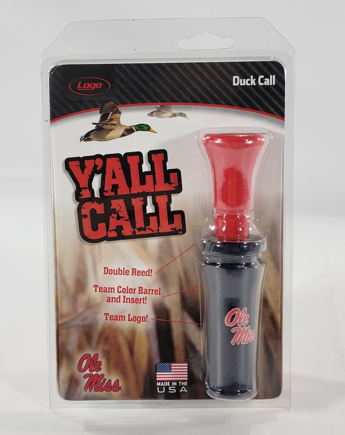 New Logo Y'ALL Duck CALL Ole Miss Rebels Double Reed Hand Turned NIB Bret Favre