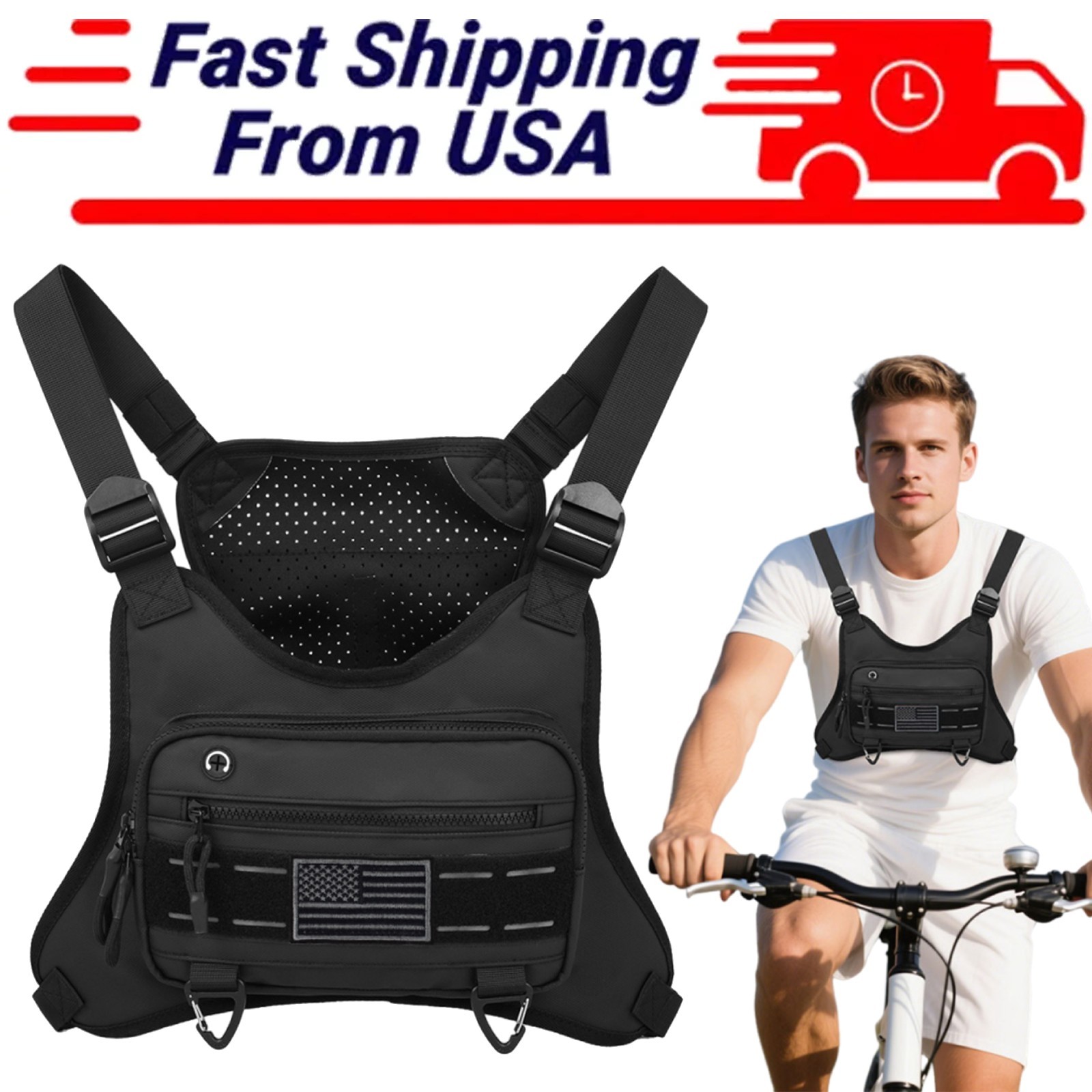 Sport Running Combat Chest Rig Bag Front Pouch Recon Kit Pack Protective Vest US