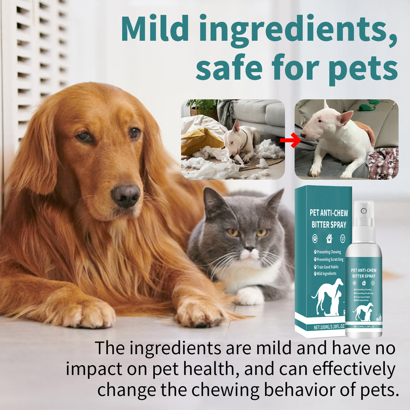 for Pet Stop Chewing Behavior Corrector Training Aid for Dog & Cat Bitter Spray