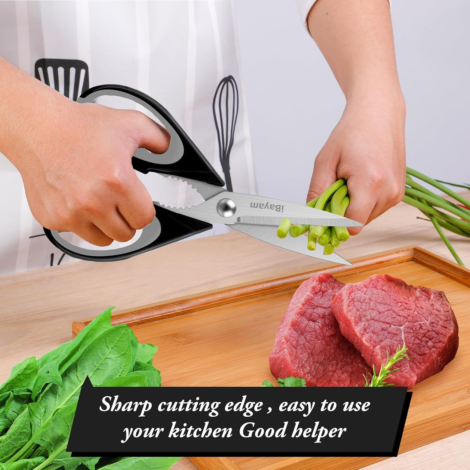 Kitchen Gadgets Utensils Set for Home, 8.5" Kitchen Scissors with Sheath, Black