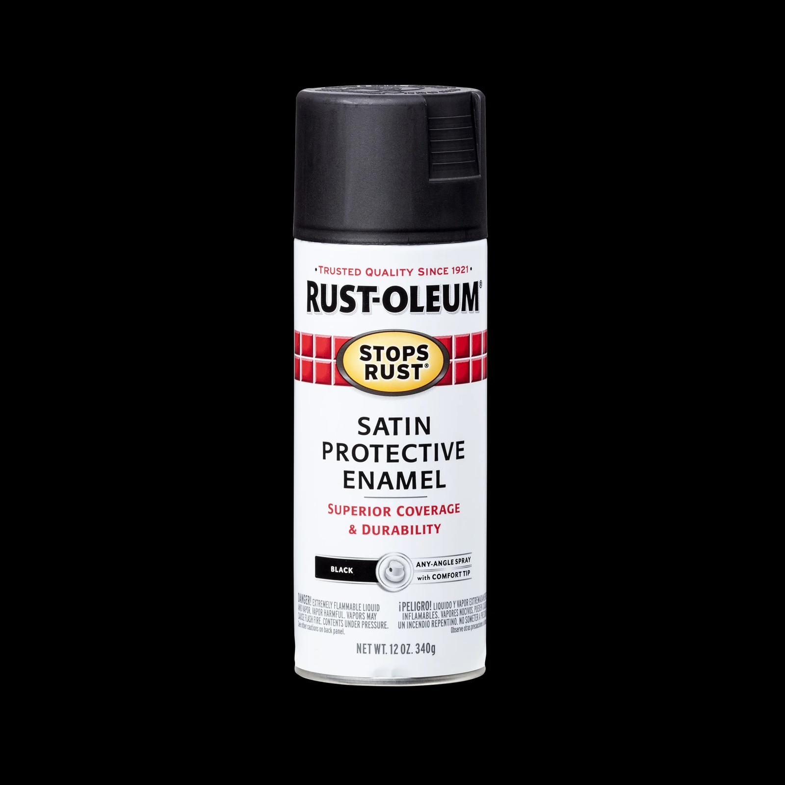 Black,  Stops Rust Protective Enamel Satin Spray Paint-7777830, 12 Oz