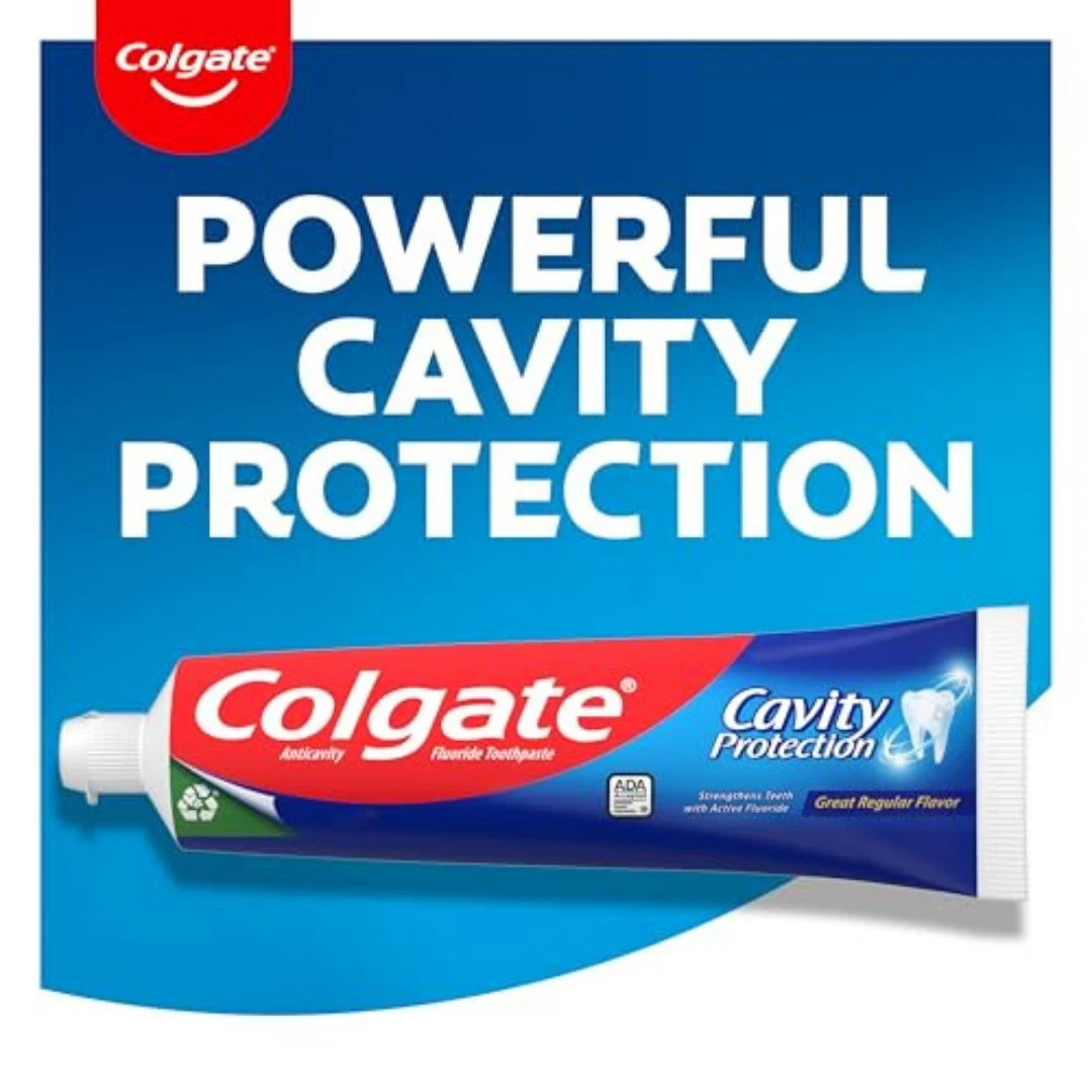 Colgate Cavity Protection Toothpaste with Fluoride, Minty Great Regular Flavor,
