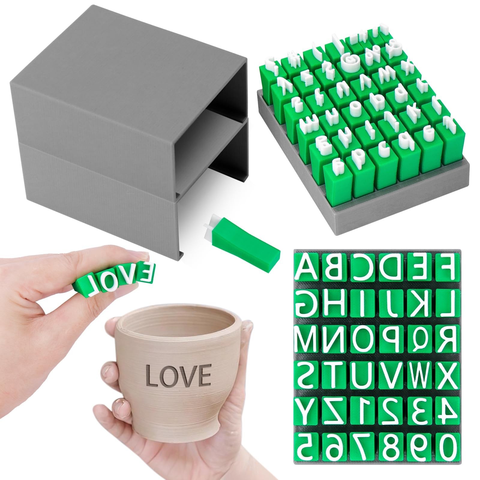 Meetory 2 PCS Alphabet Stamps for Clay Pottery, Letter Stamps, Clay Letter St...