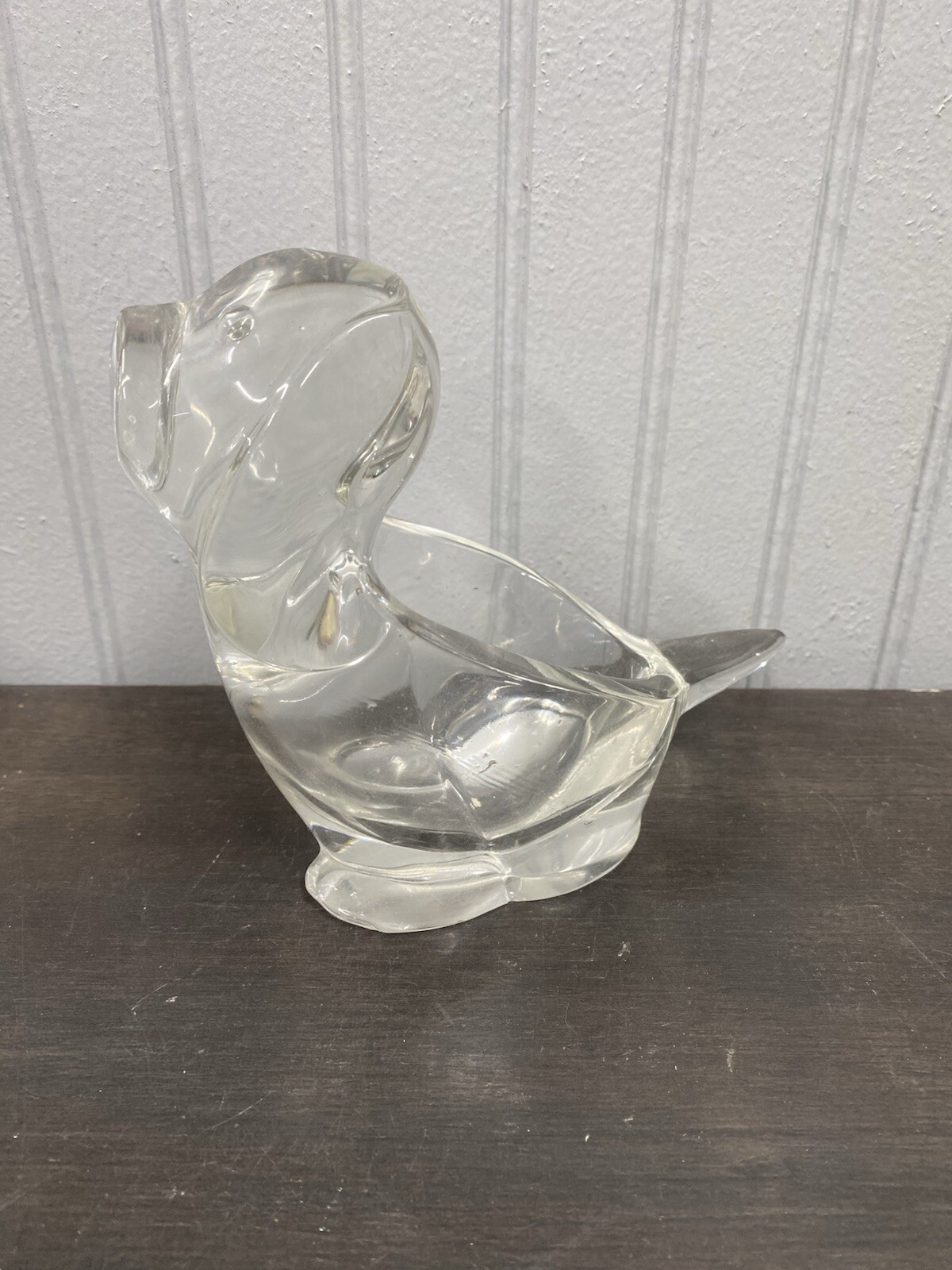 Dog Clear Glass Planter Or Trinket Holder Vintage