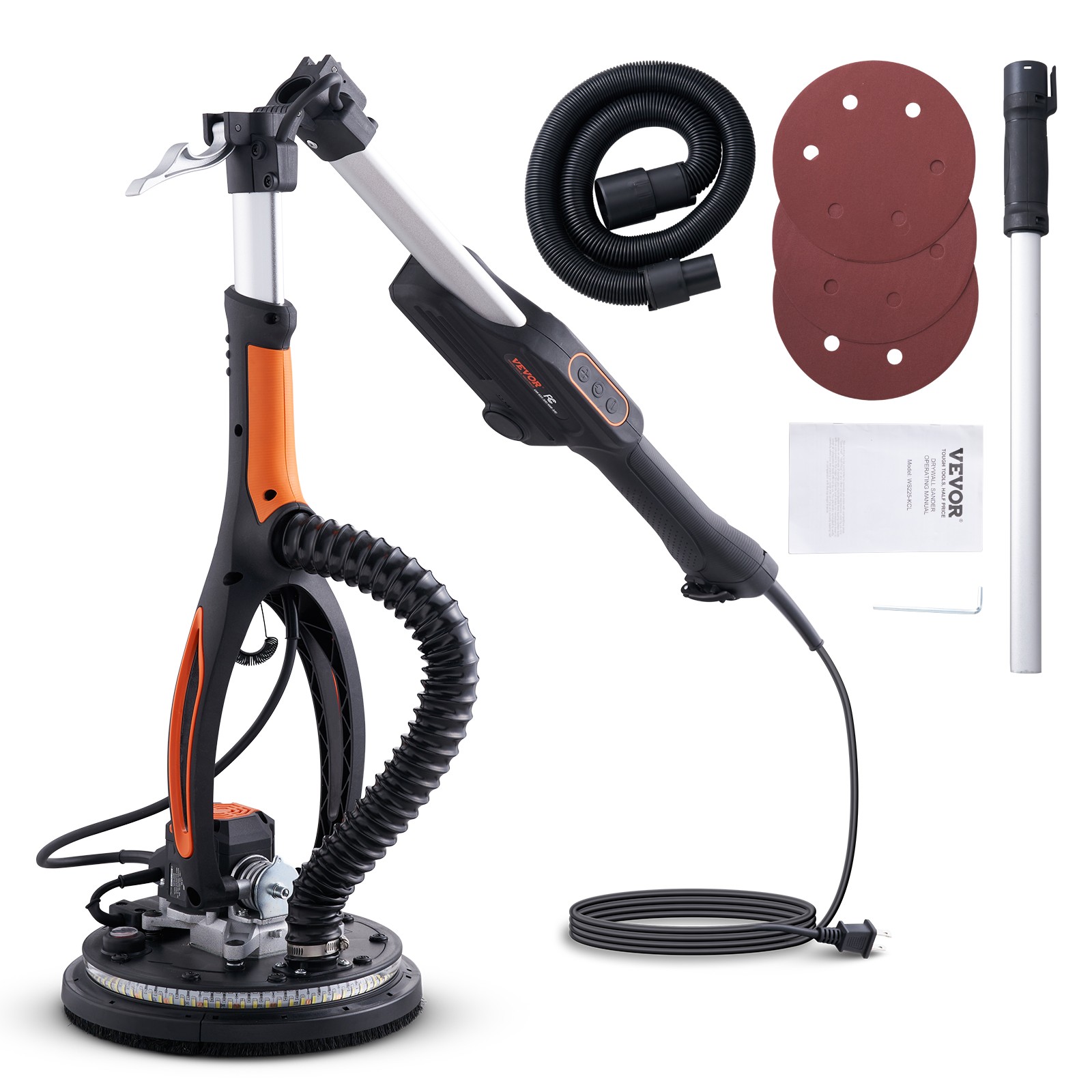 VEVOR Drywall Sander 800W Brushless Motor 1000-2300RPM Variable Speed