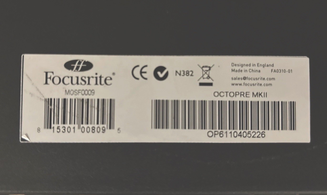 Focusrite OctoPre MKII Dynamic 8-Channel Microphone Preamp w/ Power Cord