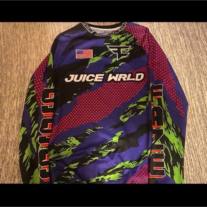 Juice WRLD x FaZe Clan - Paintball Jersey 999 Long Sleeve Blue Black Green Red