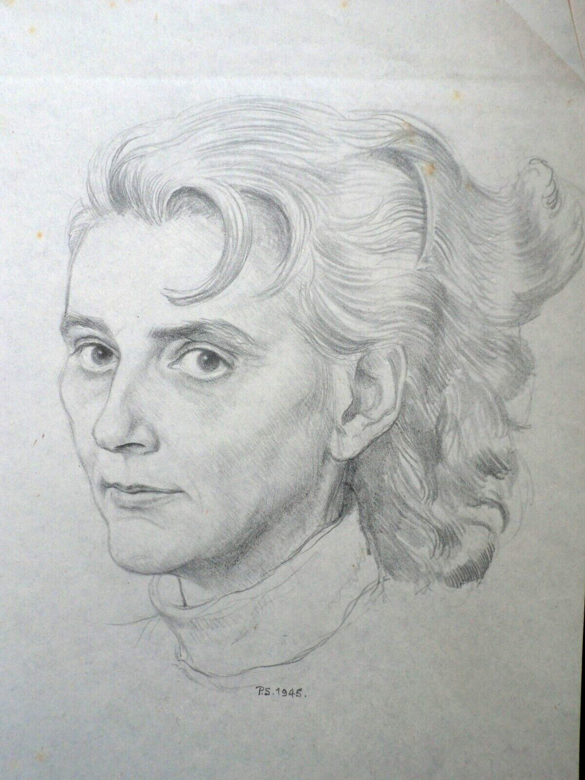 Sir Peter Markham Scott (1909–89) Marie Paneth Original Graphite Portrait (1945)