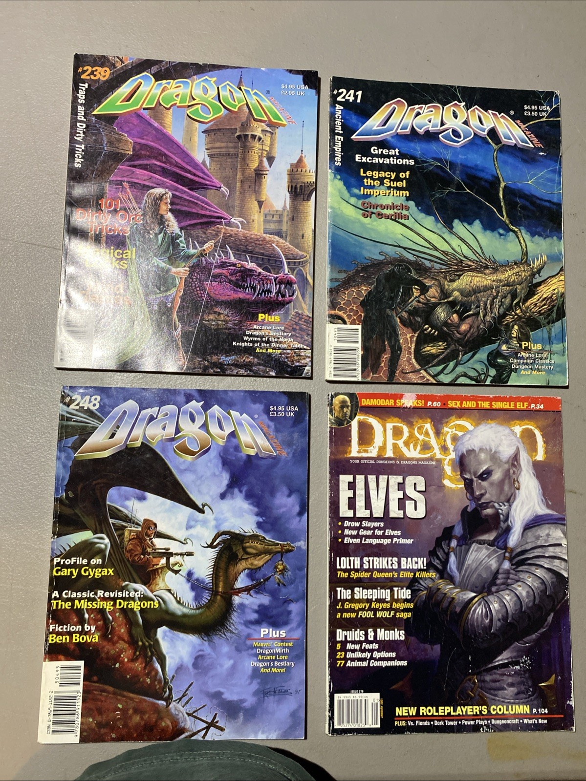 TSR Dragon Magazine #239,241,248,279 (Lot of 4 Magazines!) Very Good-Excellent