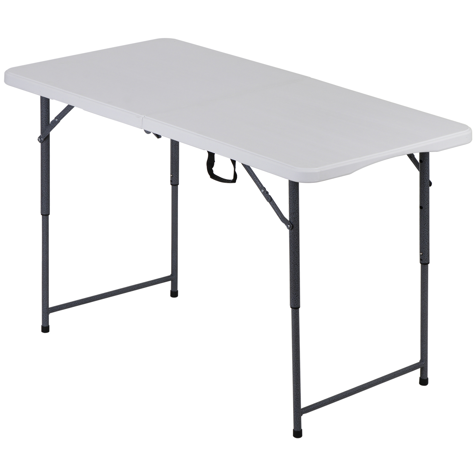 4ft Plastic Folding Table Portable Heavy Duty White Dining Table Fold-in-Half
