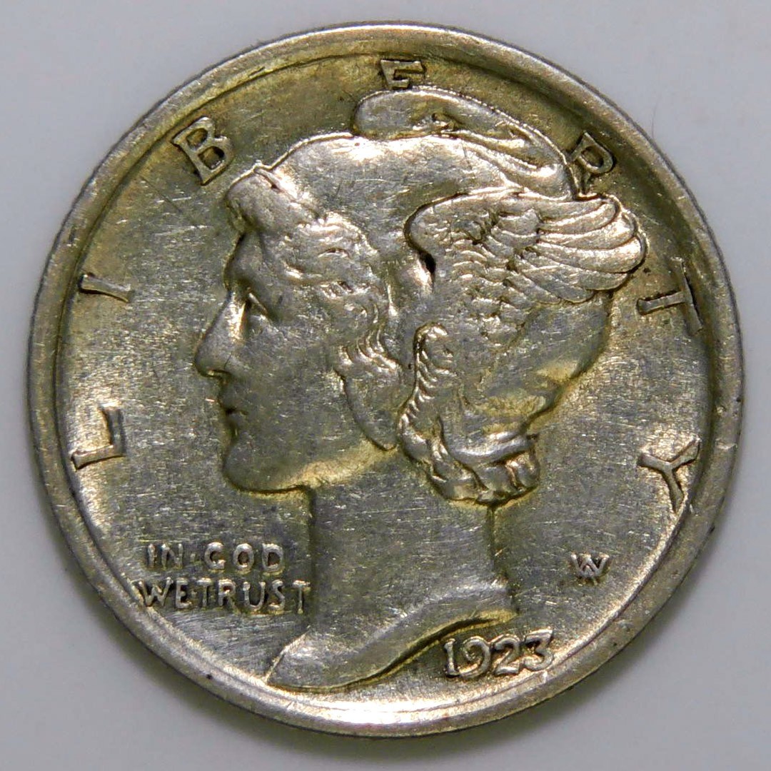 1923 Mercury Dime 10c XF/AU details k412