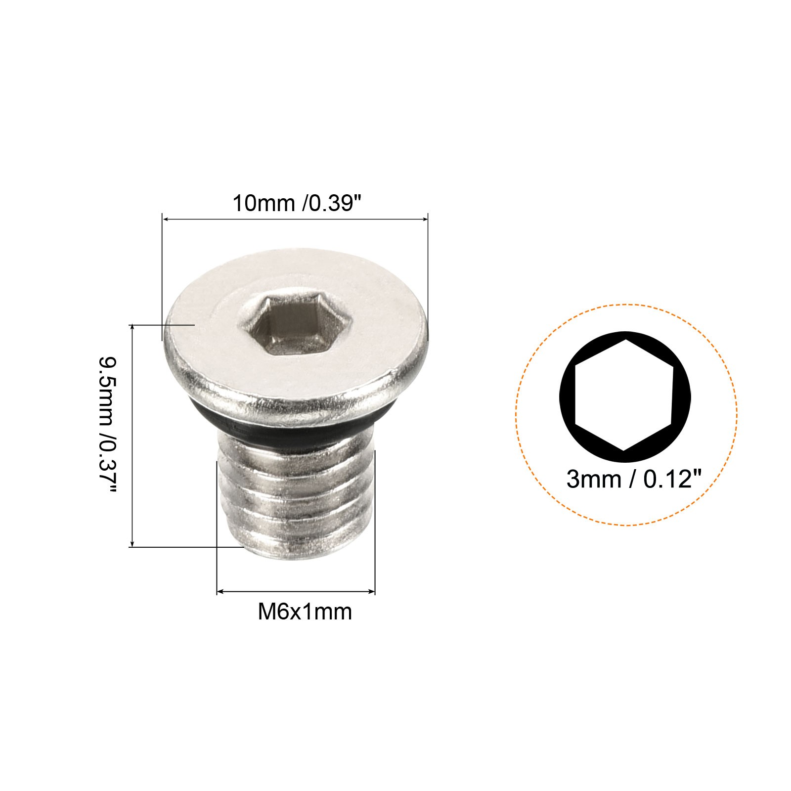 2Pack M6*1 Hex Head Pipe Fitting Plug Male Thread 45# Steel Plug
