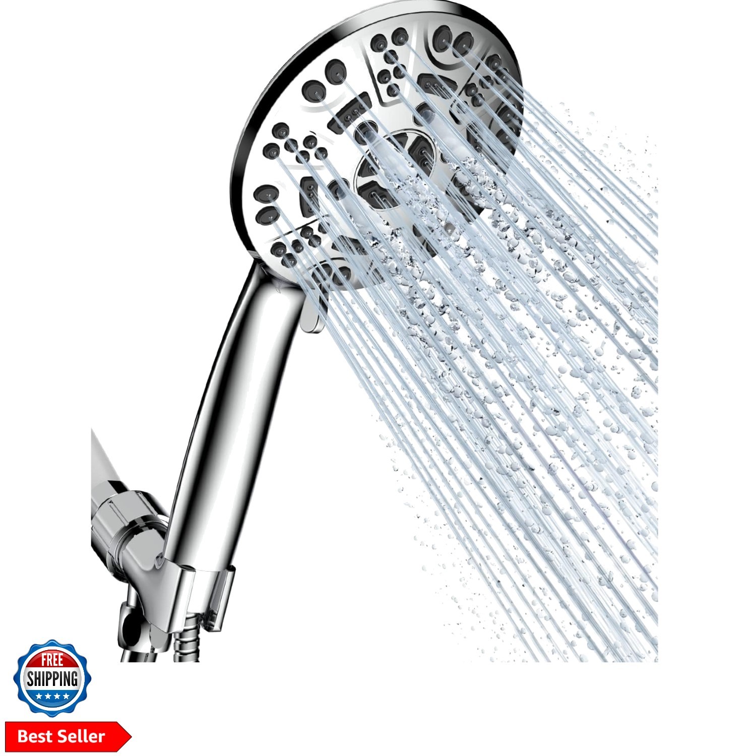 8-Setting Handheld Shower Head Bathroom Showerhead Set - Detachable Shower He...