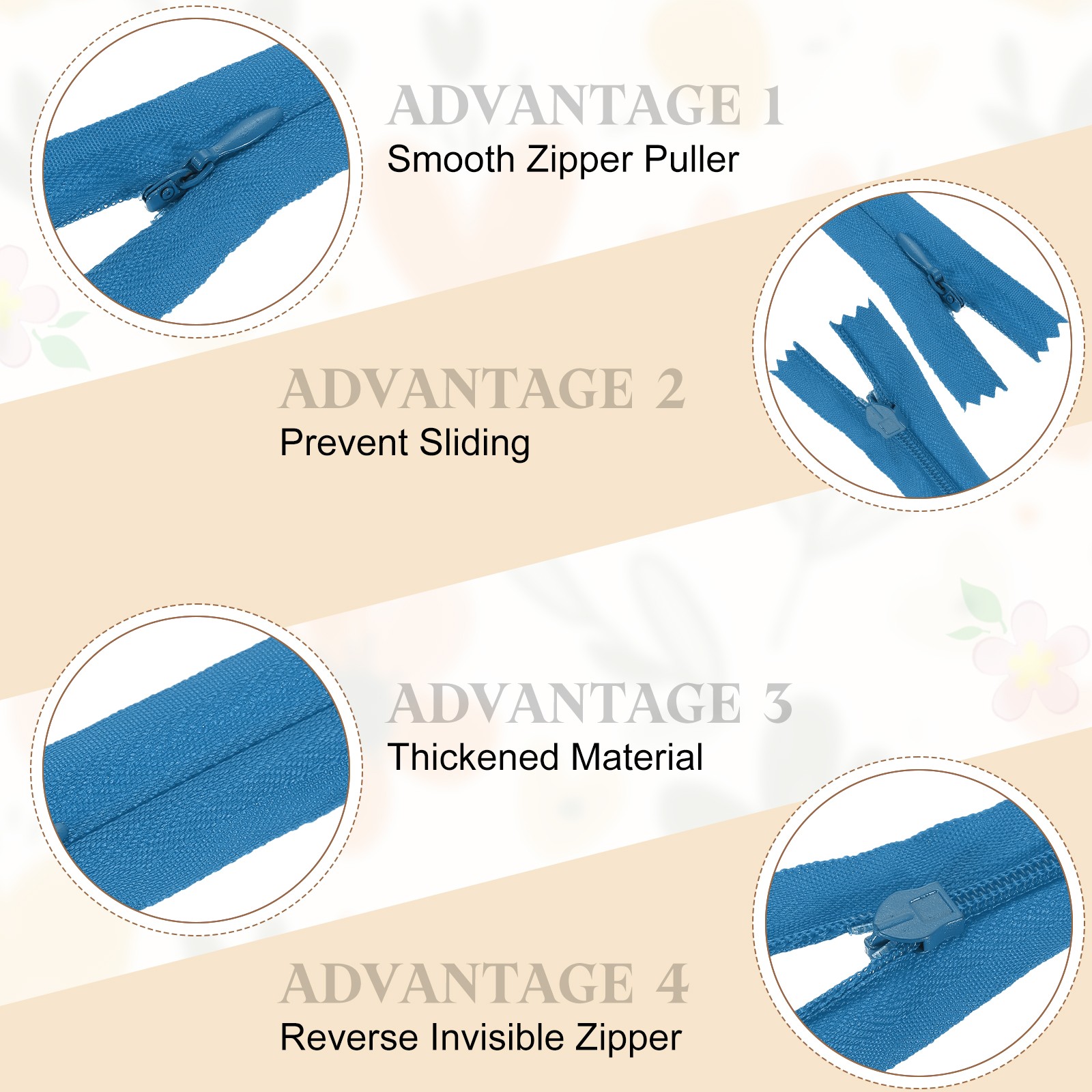 10Pcs 20" Nylon Coil Zippers, #3 Closed End Jacket Zippers, Blue