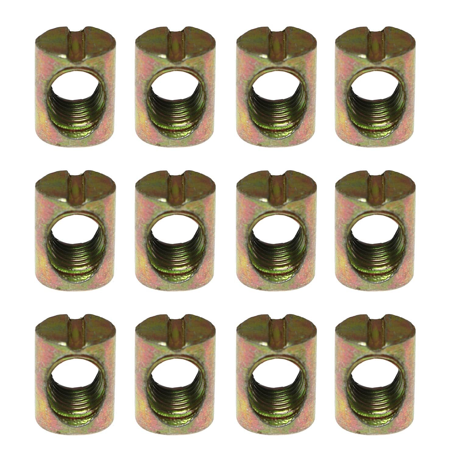 Barrel Nuts M8 x 15mm 12pcs Pozidriv Slotted Cross Dowels Furniture Beds Crib