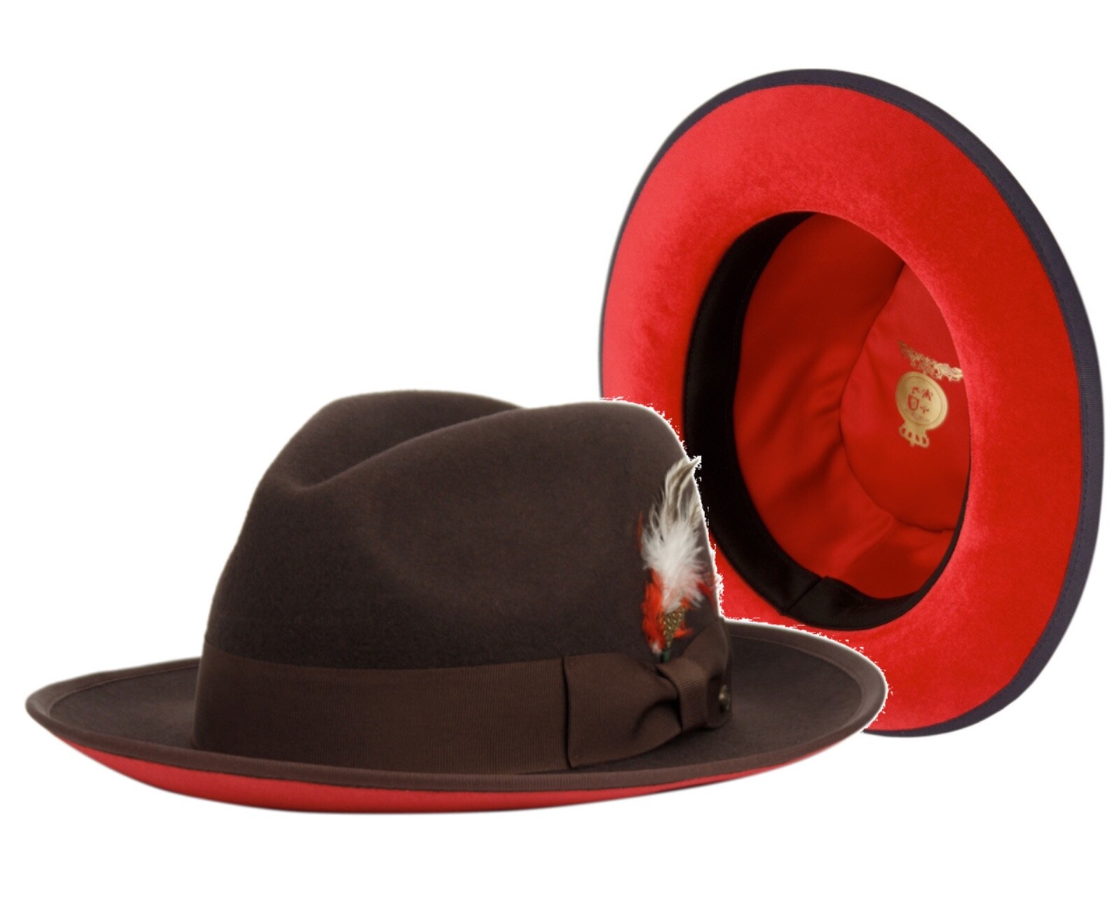 Men's Two Tone Fashion High Quality Red Bottom Fedora