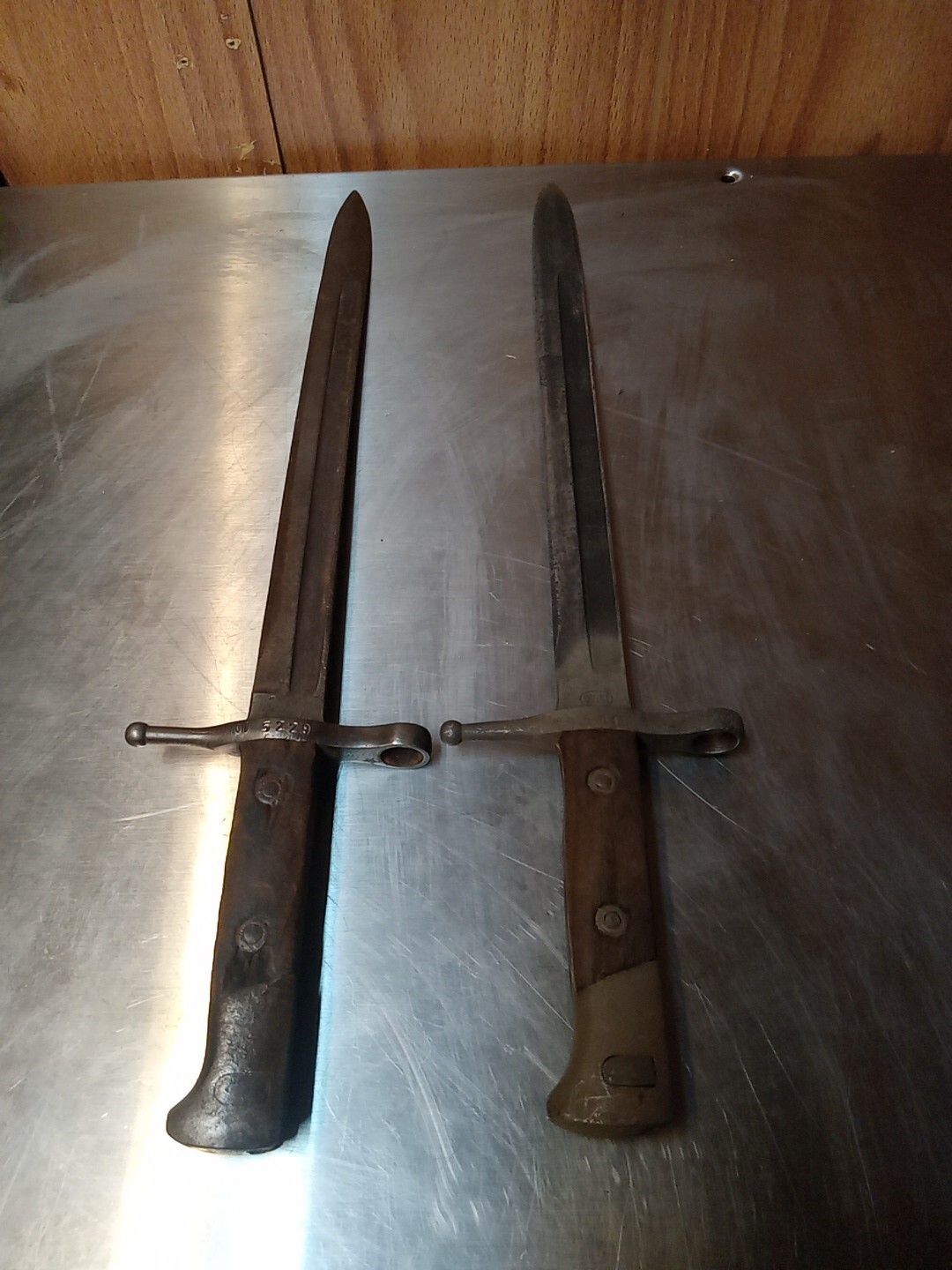 2 Rare WW2 Italian Bayonets One Stamped Terni One With Numbers. 16in (CF)
