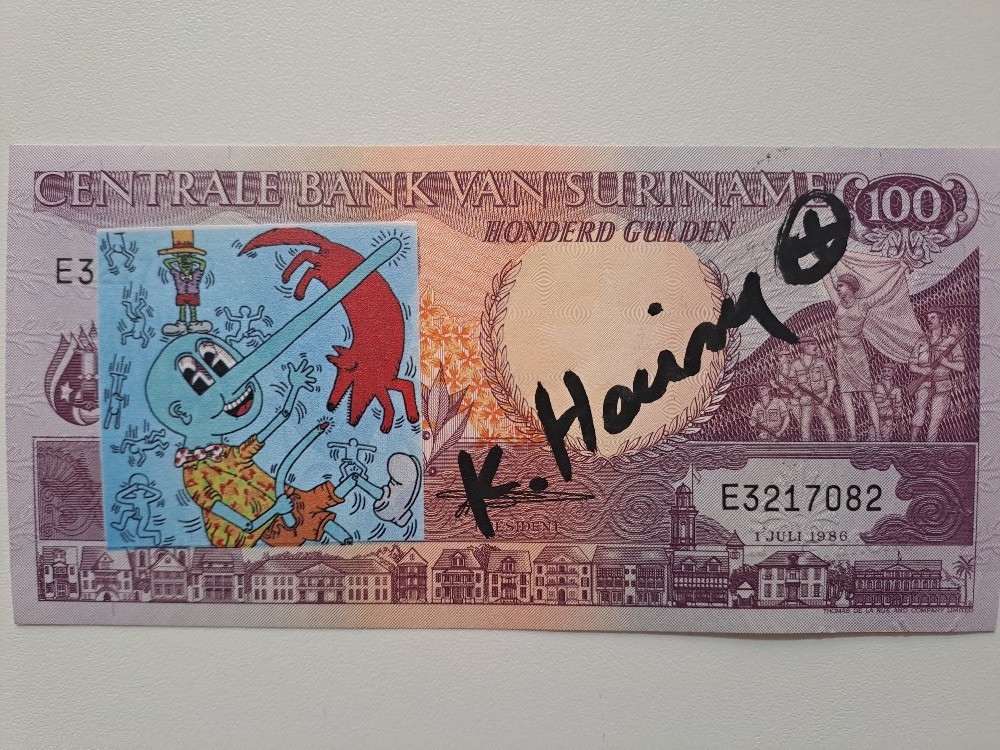 Keith Haring Original Signed Banknote  + Dali Celestail Ride