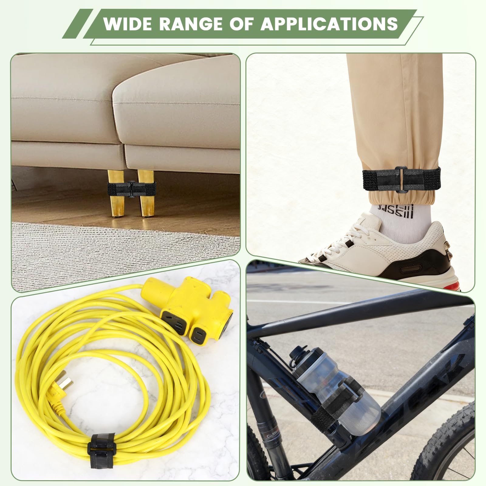 Heavy Duty Hook and Loop Straps with Non-Slip Rubber Backing | 1in x32ft with...