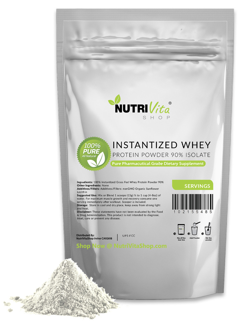 5lb 100% Pure Grass Fed Instantized Whey Protein Isolate 90% (Unflavored) USA