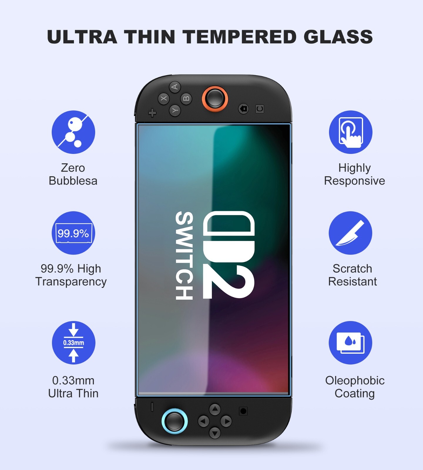 For Nintendo Switch 2 (2025) Console HD Clear Screen Protector Tempered Glass