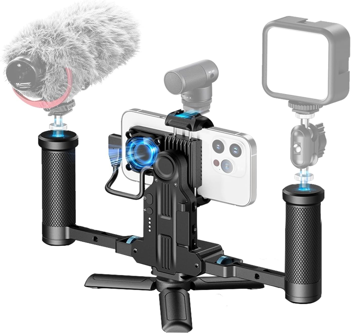 All-in-One Video Kit Phone Video Rig Pro Cage for iPhone 17/16/15 Pro&Pro Max