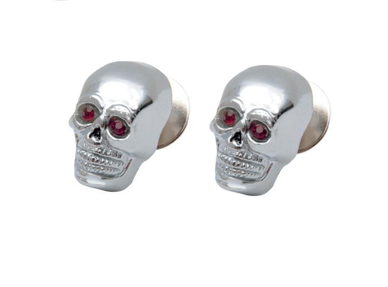 Pair Chrome 6mm Skull Nuts M6 Coloured Eyes - customize your look