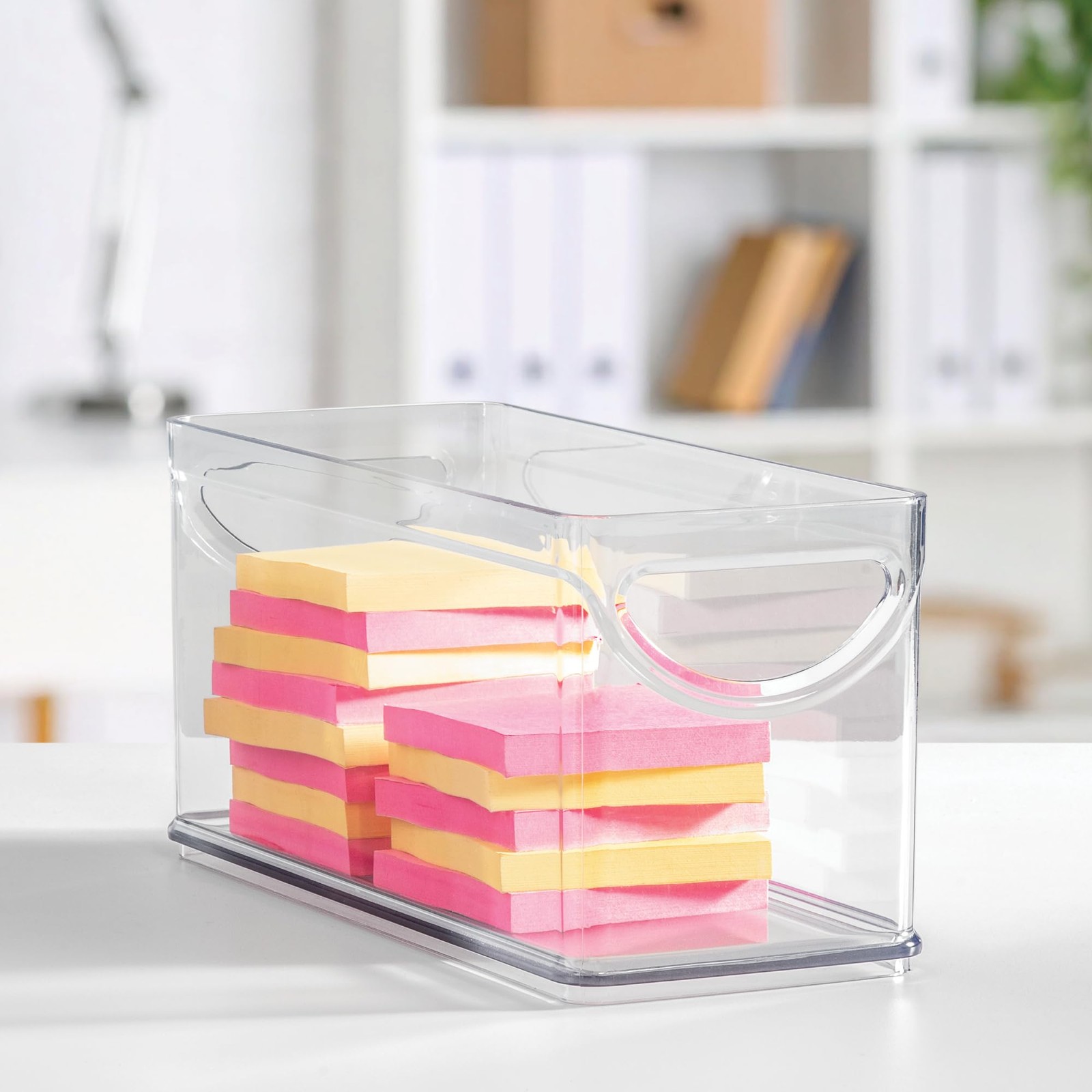 iDesign Plastic Bin, 10" x 4.25" x 5", Clear Large,