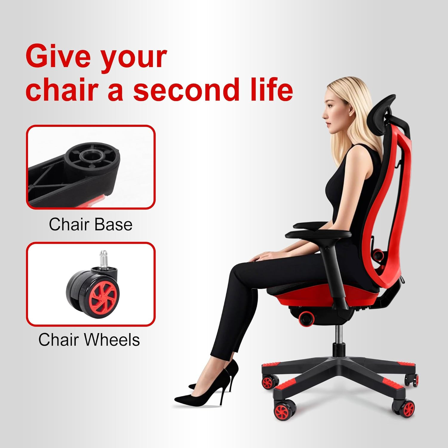 Frassie 28 Inch Heavy Duty Nylon Gaming Office Chair Base Replacement Part with