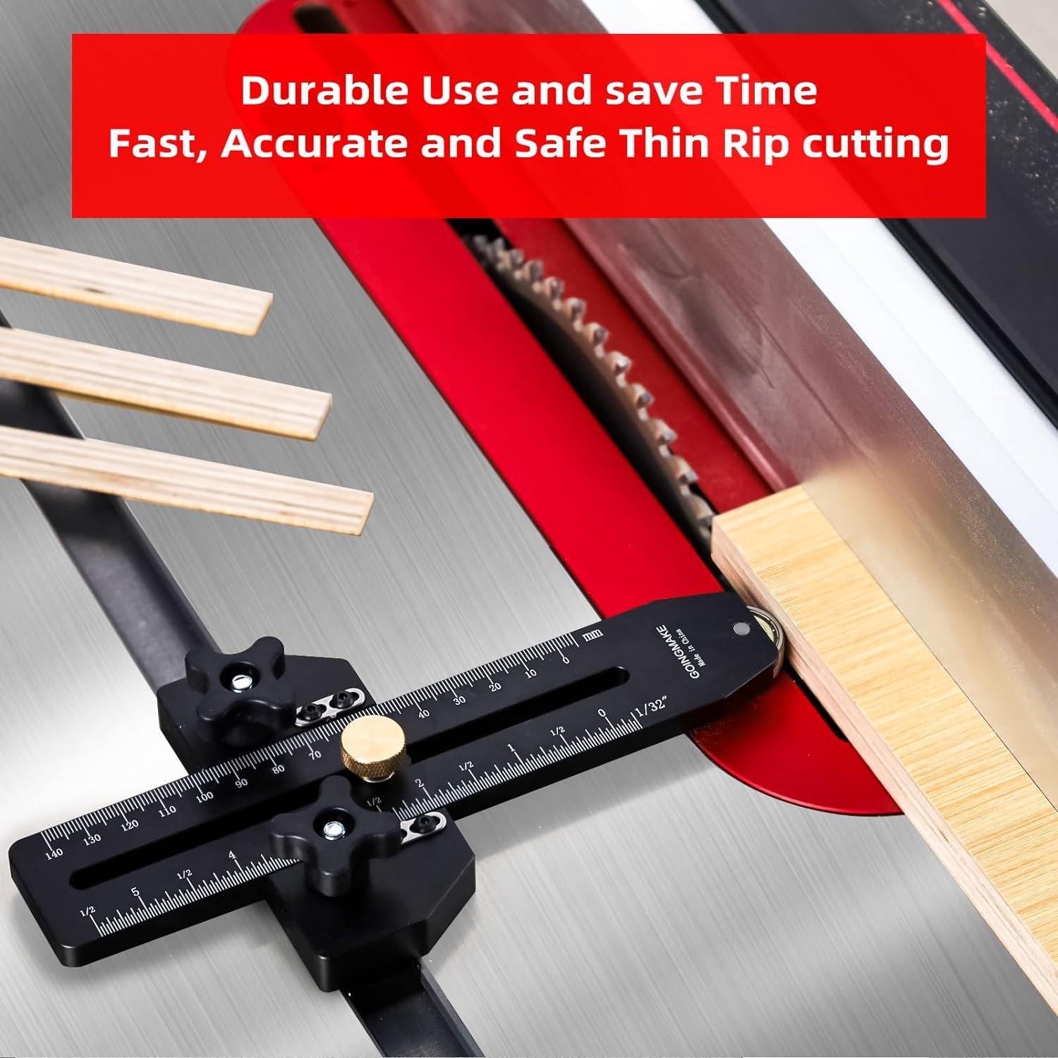 GOINGMAKE Thin Rip Jig Table Saw Jig Guide for Making Repetitive Narrow Thin Str