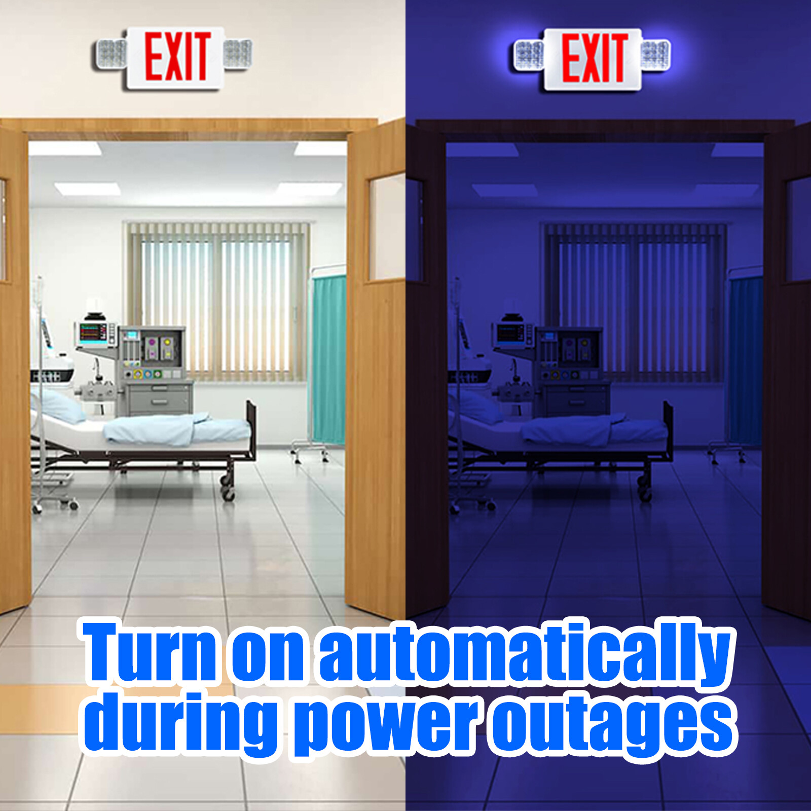 2Pack LED Exit Sign Emergency Light Compact Combo UL listed Battery Backup (red)