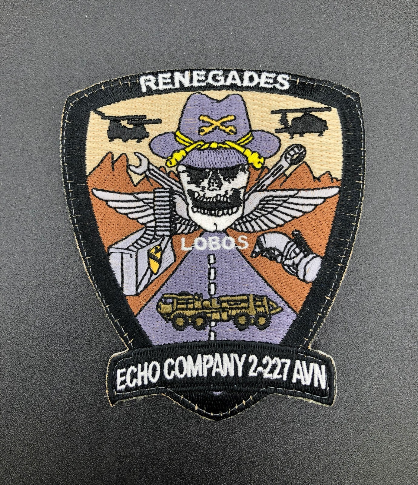 Echo Company 2-227 AVN Renegades Lobos 1 CAV Army Aviation Unit Patch OIF OEF