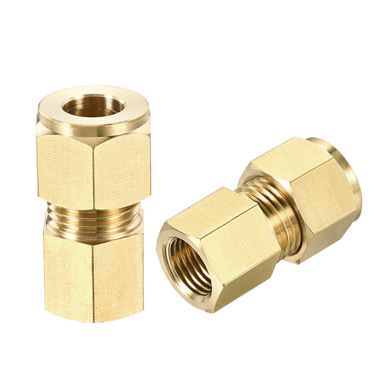 Brass Compression Tube Fitting G1/4 Female Thread x 10mm Tube OD, 2pcs