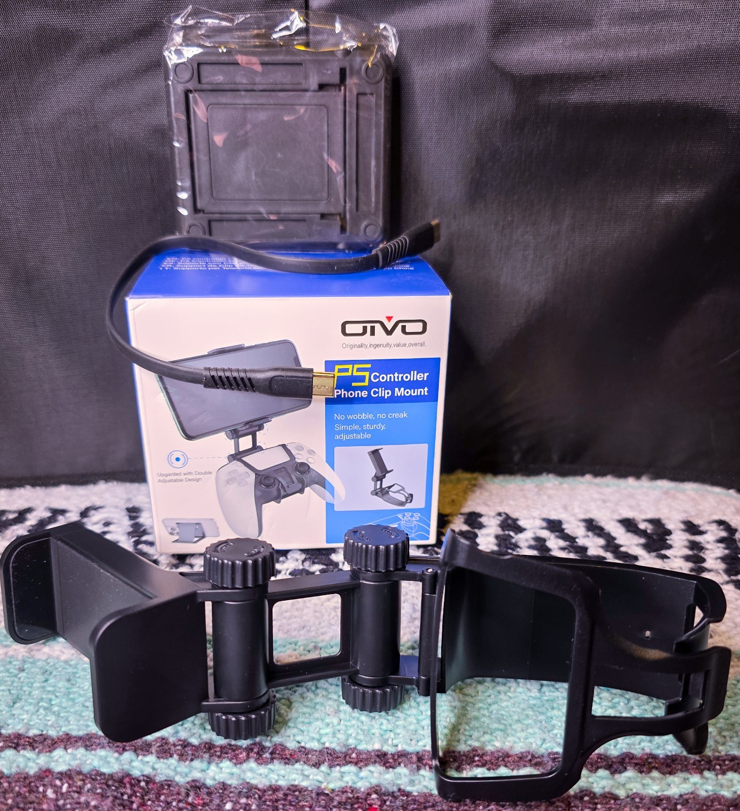 ONVO Adjustable Phone Clip Mount for PS5 Controller, Black, PlayStation 5