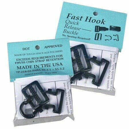 TWO  FAST HOOK MOTORCYCLE HELMET CHIN STRAP QUICK RELEASE  USA DOT