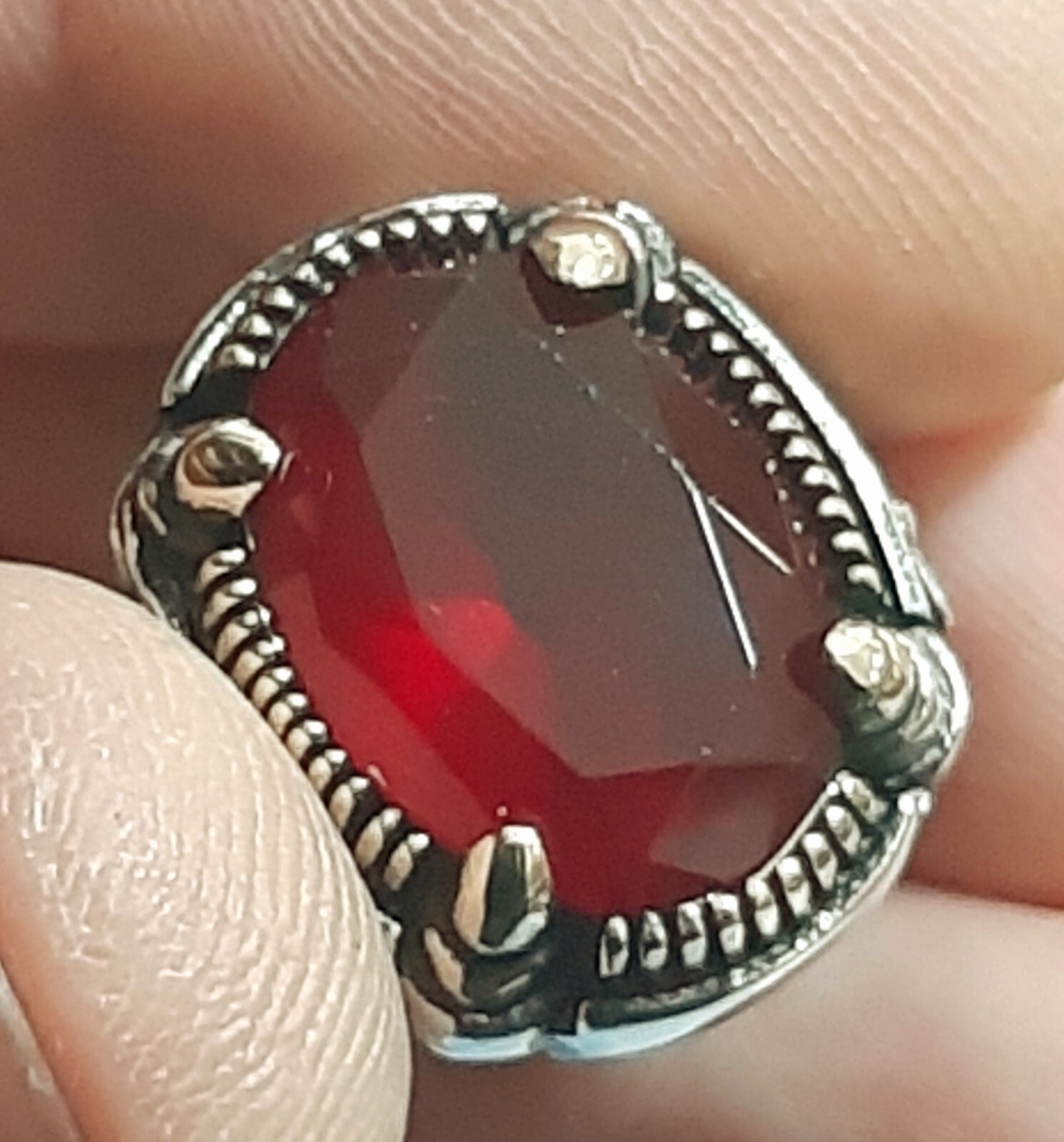 Men 925 Silver Ring Solitaire Ruby Spinel Ring Man Sterling $