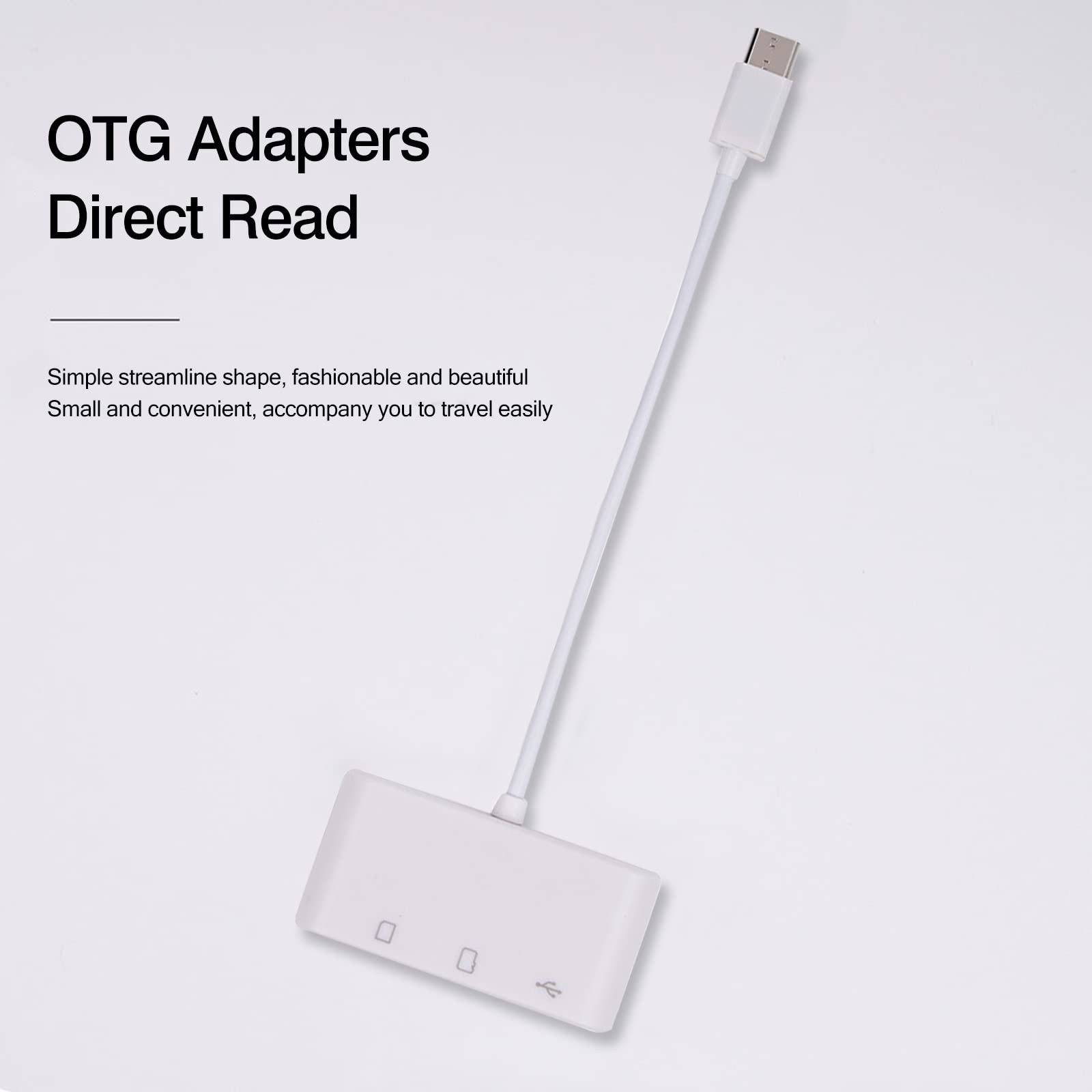 [2 Pack] SD Card Reader for Android, Micro to USB Adapter, White