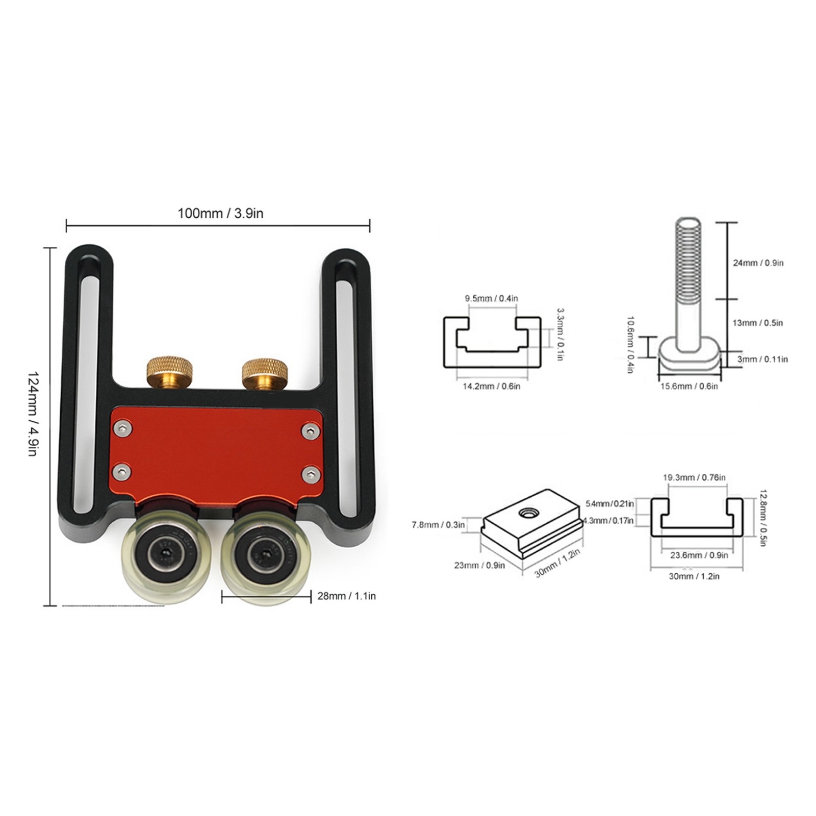 2Pcs Woodworking Double Wheel Bearing Roller Featherboard Table Saw Feeder