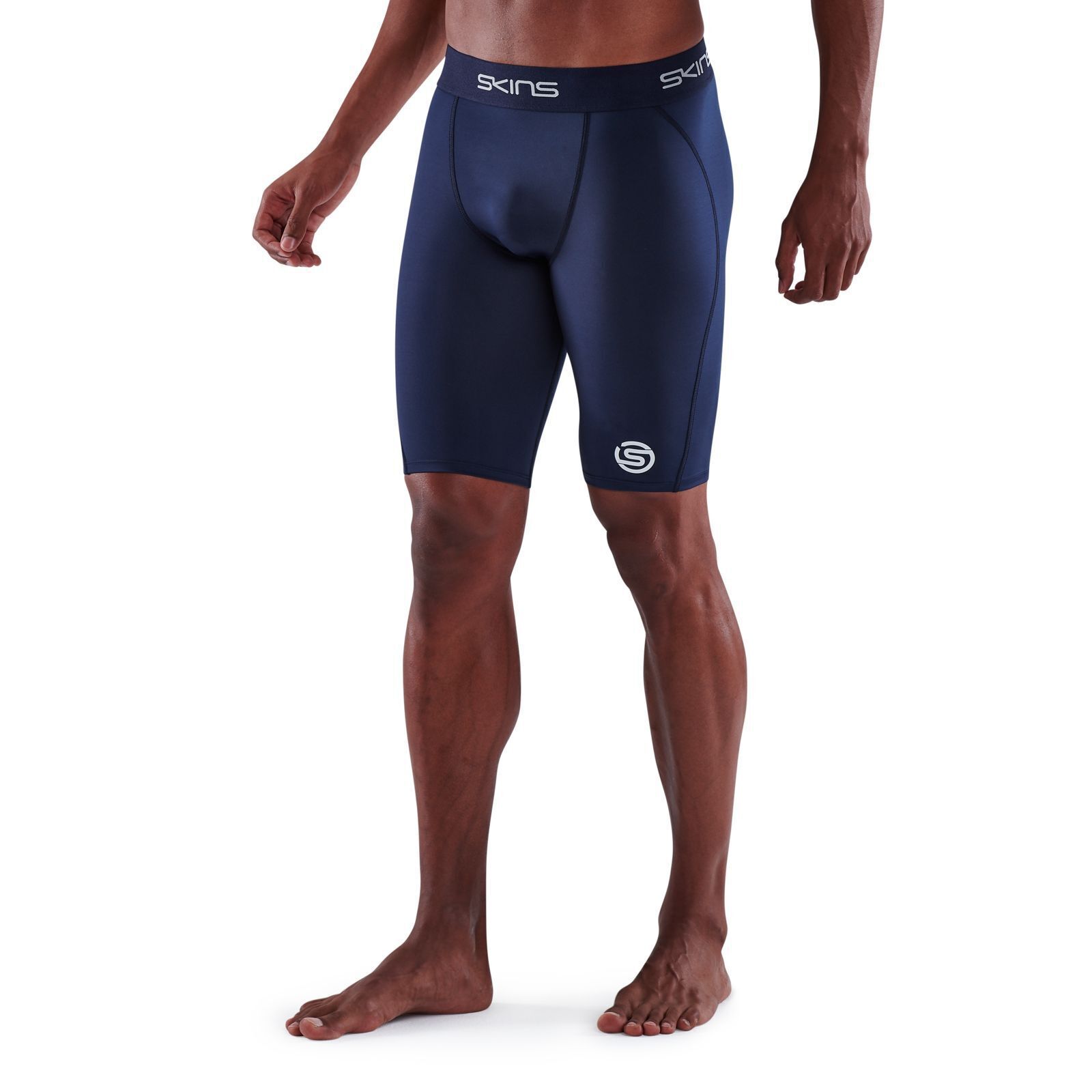 PAY LESS! || Skins Series-1 Mens Compression Half Tights (Navy)