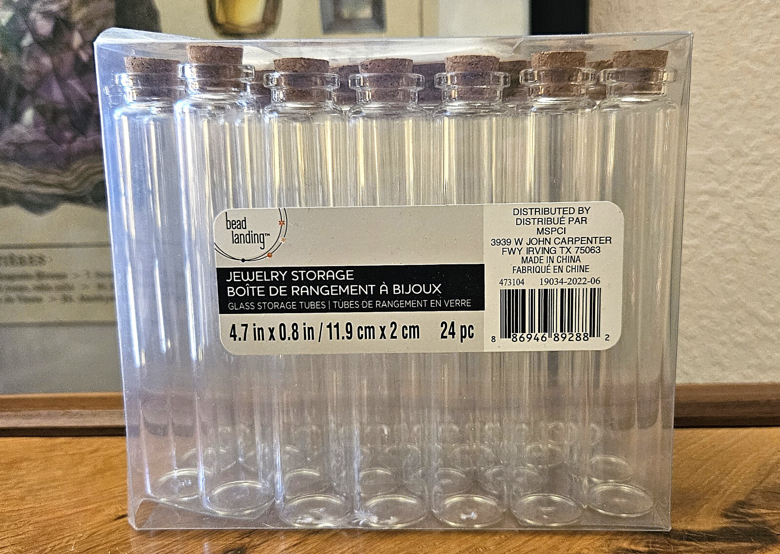 Glass Tube Bead/Jewelry Storage - bead landing - glass tube and cork stopper