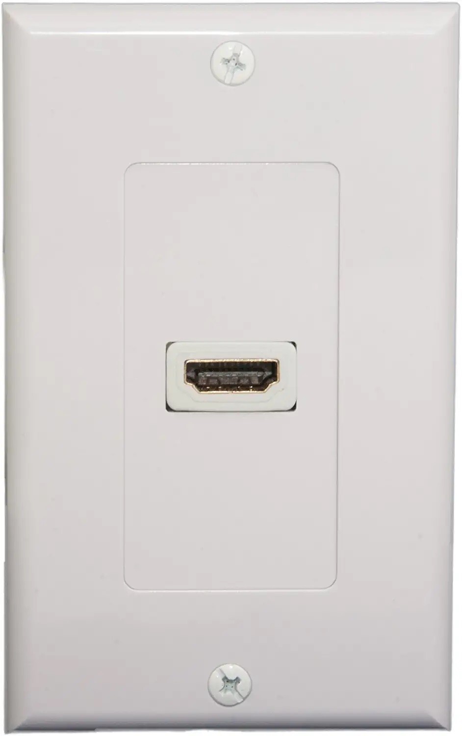 White Wall Plate Single HDMI Port w/ 90 degree port