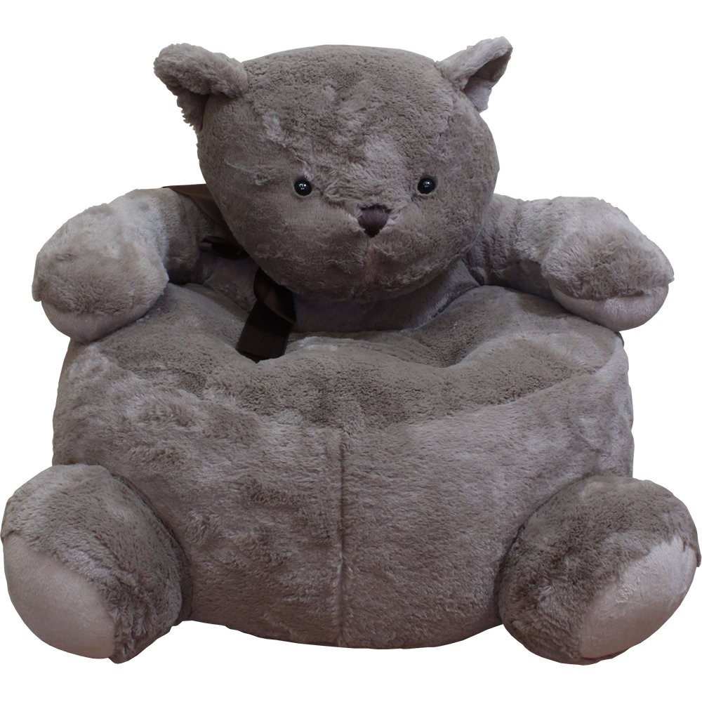 KIDS BEAR CHAIR BROWN PLUSH MATERIAL SOFT FURRY FITS  ANYWHERE