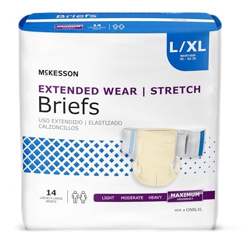McKesson Extended Wear Stretch Briefs L/XL 56 Count Maximum Absorbency