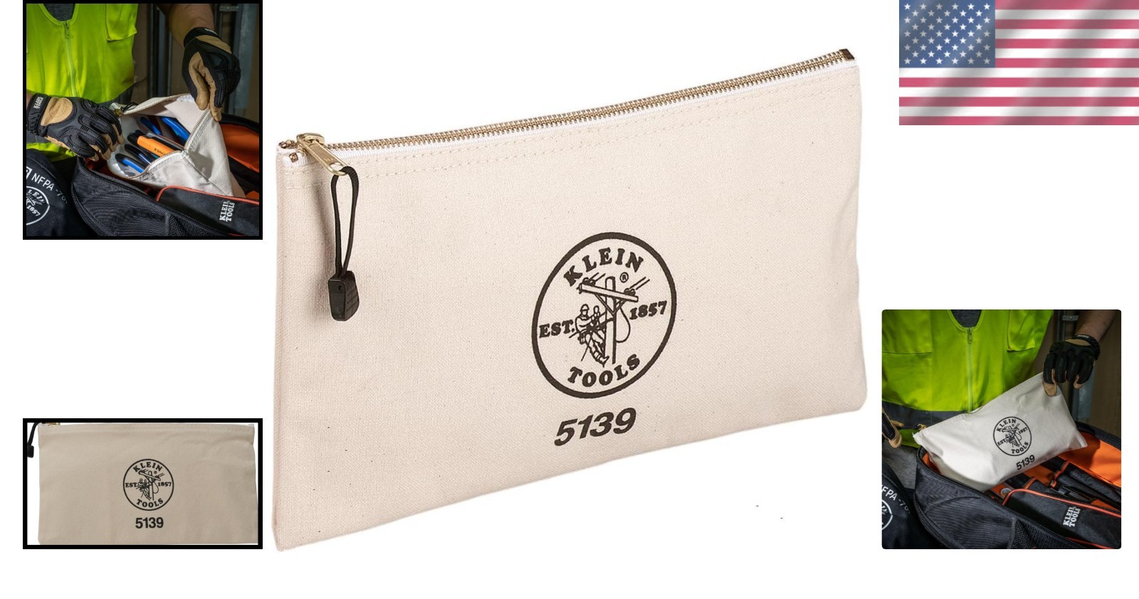 Versatile 2-Liter Tool Storage Bag with Shoulder Strap and Sturdy Brass Zipper